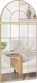 HOMCOM Oglindă de perete arcuită oglindă de perete în formă de fereastră set de 3 piese cadru din metal 76 x 150 cm auriu | Aosom Romania