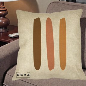 Perna Decorativa Abstract Linii Terracotta, 40x40 cm, Crem, Husa Detasabila, Perna Inclusa, BEKZ®