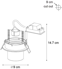 Set de 6 spoturi încastrate moderne Gunmetal GU10 50mm Rotunde Înclinabile - Installa