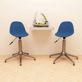 333443 vidaXL Scaune de bucătărie pivotante, 2 buc., albastru, textil