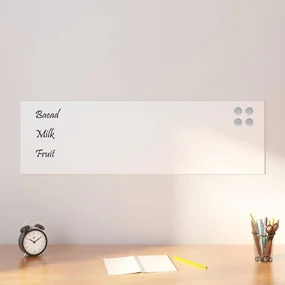 vidaXL Tablă magnetică de perete, alb, 100x30 cm, sticlă securizată