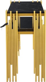 MAU42 - Masa Consola, 120 cm, masuta hol cu raft, living, dormitor - Auriu - Alb / Negru Imitatie de Marmura