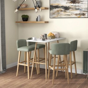 HOMCOM Masă de bar dreptunghiulară 4 persoane picioare din oțel cu aspect lemn asamblare ușoară 120 x 60 x 98 cm alb | Aosom Romania