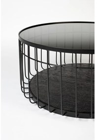 Măsuță de cafea neagră rotundă cu blat din sticlă 80x80 cm Lance – White Label