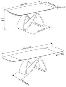 Masa ceramica Infinity, extensibila 180 cm/90 cm
