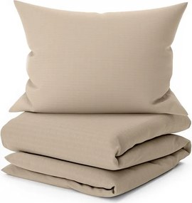 Lenjerie de pat din crep DENYX BLEND maro deschis, fermoar Dimensiune lenjerie de pat: 2 buc 70 x 90 cm | 200 x 220 cm
