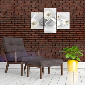 Tablou abstract cu flori albe (90x60 cm)