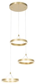 Lampă suspendată din alamă rotundă inclusiv LED cu dimmer în 3 trepte cu 3 lumini - Lyani