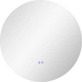 Kleankin Oglinda de Baie Rotunda cu Lumina LED in 3 Culori si intrerupatoare Touch, Ø70x3.5 cm, Transparent | Aosom Romania