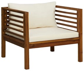 Set mobilier gradina cu perne crem, 7 piese, lemn masiv acacia Crem, 2x colt + 2x mijloc + fotoliu + suport pentru picioare + masa, 1