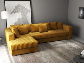 Colțar extensibil dumonde cu ladă de depozitare si sezut confortabil din spuma high-density, Gloria Ambience Mustar 320x183 cm