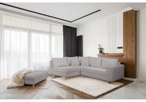 Taburet gri cu tapițerie din catifea reiată Ariella – Ropez