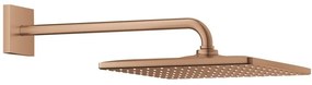 Palarie dus fix Grohe Rainshower Mono 310, 31x31 cm cu brat, montaj pe perete, cupru mat (brushed warm sunset)