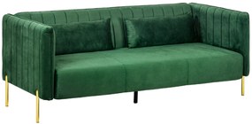 HOMCOM Canapea 3 Locuri Economie de Spatiu cu Perne Capitonate, Canapea Moderna cu Picioare din Otel si Tesatura din Catifea, 195x88x76 cm, Verde
