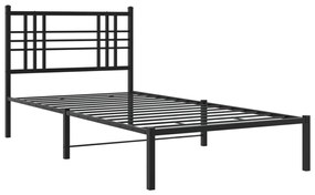 376320 vidaXL Cadru de pat din metal cu tăblie, negru, 107x203 cm