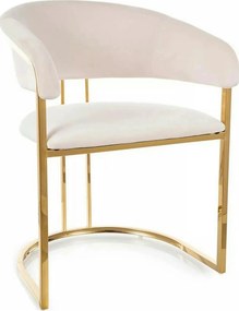 Scaun TULIPE, bej deschis - Bluvel 22, stofa catifelata/metal, 57x64x7