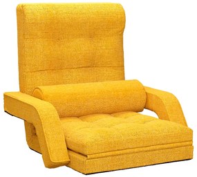 336528 vidaXL Scaun de podea pliabil cu funcție de pat, galben muștar, textil