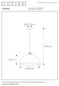 Lustră pe cablu MARNE 1xE27/60W/230V portocaliu Lucide 30485/40/44