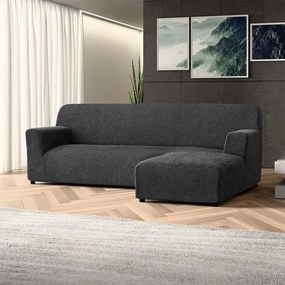 Huse bielastice COSTINA antracit canapea cu otoman dreapta (l. 170 - 300 cm)
