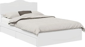 vidaXL Pat cu storage cu headboard Alb 120 x 190 cm Lemn compozit