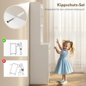 HOMCOM Dulap de bucătărie cu blat, suport pahare de vin, dulap de depozitare pentru bucătărie, sufragerie, 170 cm, MDF, sticlă, Alb | Aosom Romania