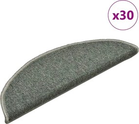 vidaXL Covorașe pentru scări, 30 buc., 56x17x3 cm, verde închis, semirotunde