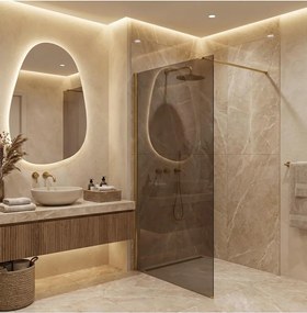 Paravan de dus fumuriu Rea Flexi Brown 140 cm auriu periat