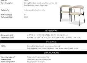 Set de 2 scaune design LUX Julio, Boucle sonata cream