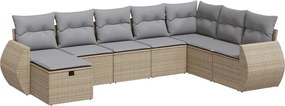 vidaXL Set canapele de grădină, 8 piese, cu perne, bej, poliratan