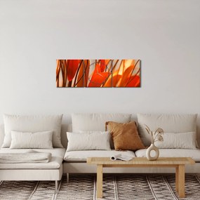 Tablou - Frunze înflorite (cu ceas) (90x30 cm)