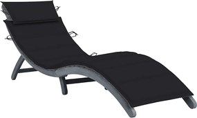 vidaXL Șezlong de grădină cu pernă gri, lemn masiv de acacia