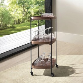 Gheridon, Mini Bar cu roti pentru bauturi si sticle Walnut