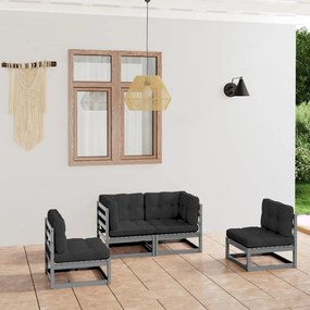 3076431 vidaXL Set mobilier de grădină cu perne, 4 piese, lemn masiv de pin