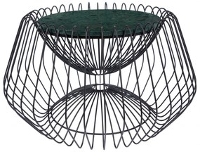 Masuta de cafea rotunda din marmura si fier 60x60x35 cm verde/negru