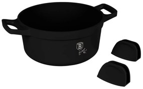 Oală cu capac și mânere de silicon detașabile 24 cm, 4.4L – Berlinger Haus Black Rose Collection BH 1457, neagră, strat antiaderent cu titan, pentru