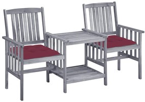 vidaXL Scaune de grădină cu masă de ceai și perne, lemn masiv acacia