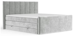Pat boxspring gri deschis cu spațiu de depozitare 160x200 cm Ava – Maison de Rêve