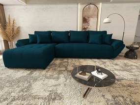 Colțar extensibil dumonde cu ladă de depozitare si sezut confortabil din spuma high-density, Berlin XL Enjoy Petrol 350x185 cm