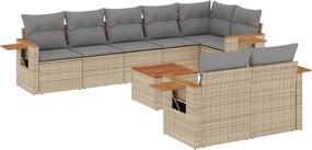 vidaXL Set canapele de grădină, 9 piese, cu perne, bej, poliratan