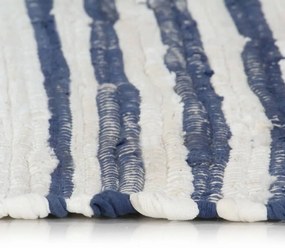 Covor Chindi tesut manual, albastru si alb, 160x230 cm, bumbac Albastru, 160 x 230 cm