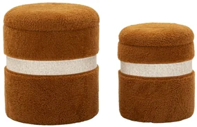 Mauro Ferretti Puff cu Depozitare Saint-Moritz Maro Set 2 Buc cm Ø 40x47-32x37 | Aosom Romania