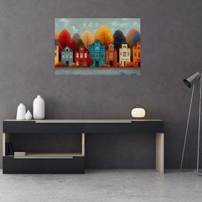 Tablou - Oraș de toamnă pictat (90x60 cm)