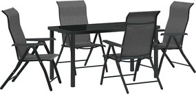 vidaXL Set de masă pentru grădină 5 pcs Gri Oțel vopsit electrostatic