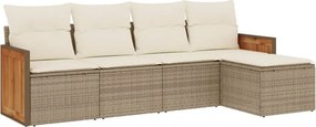 vidaXL Set canapele de grădină cu perne, 5 piese, bej, poliratan