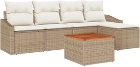 vidaXL Set de canapele pentru grădină 6 pcs Bej și crem poliratan