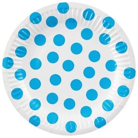 Colorat Sky Blue Polka Dot Farfurie de hârtie cu buline 6 buc 18 cm