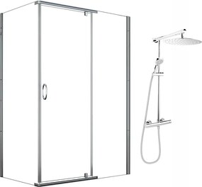 Pachet cabina de dus Mediaterraneo Catania crom 100x80 cm si coloana de dus FDesign Anima crom