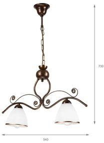 Lustră pe lanț RETRO 2xE27/60W/230V cupru/patină