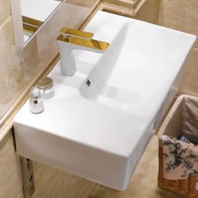 Lavoar suspendat Inter Ceramic dreptunghiular finisaj alb lucios 66 cm dreapta