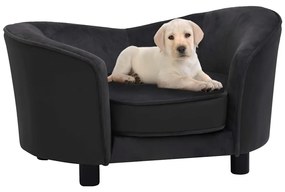 vidaXL Canapea pentru câini negru 69x49x40 cm, pluș/piele ecologică